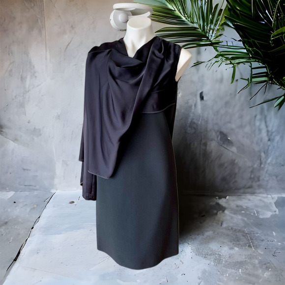 Gabriele Colangelo One Shoulder Satin Shawl Cocktail Dress Size 8 - Picture 1 of 11